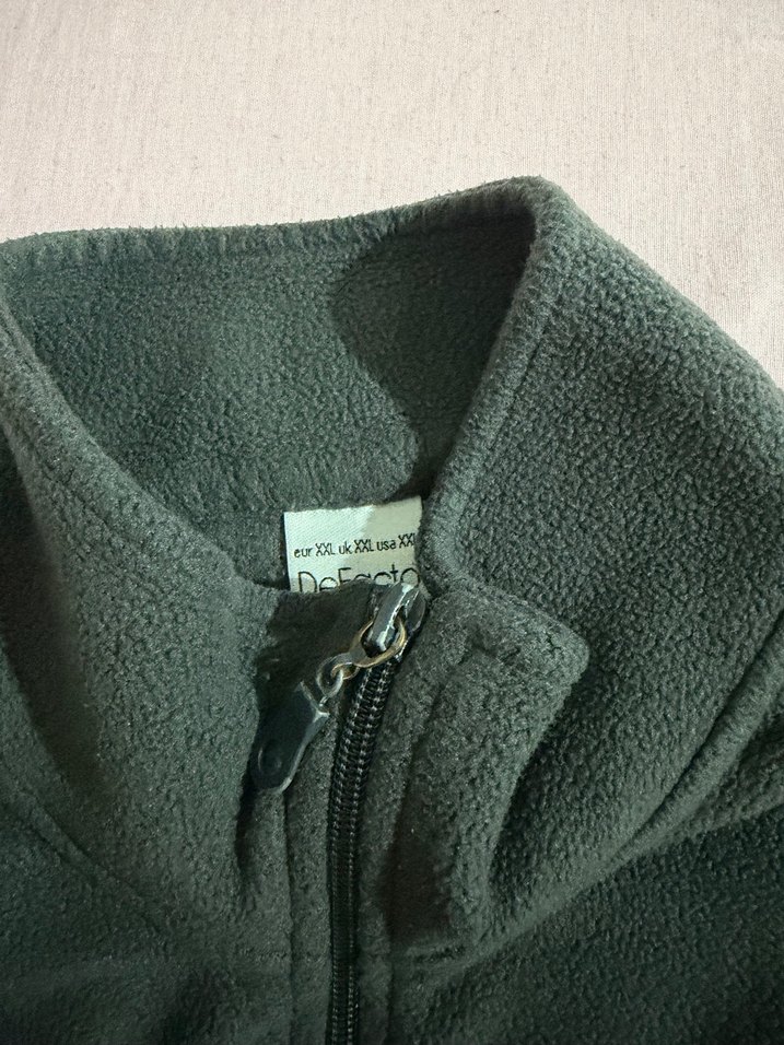 Erkek Gri Yarım Fermuarlı Yüksek Yakalı Sweatshirt - Görsel 4