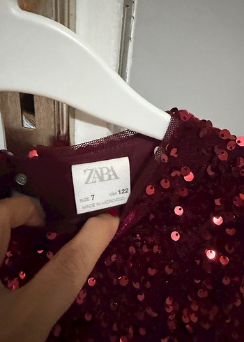 Kız Çocuk Bordo Parlak Payetli Elbise - Görsel 2