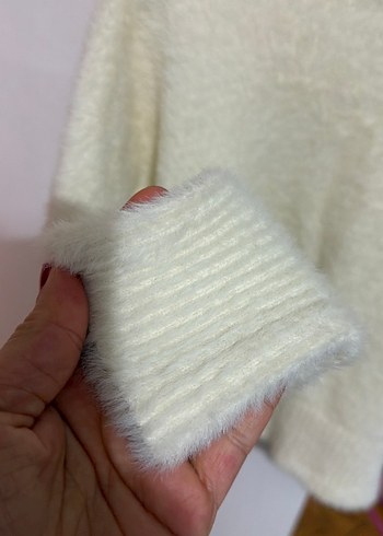 krem rengi tüylü Kazak - Görsel 3