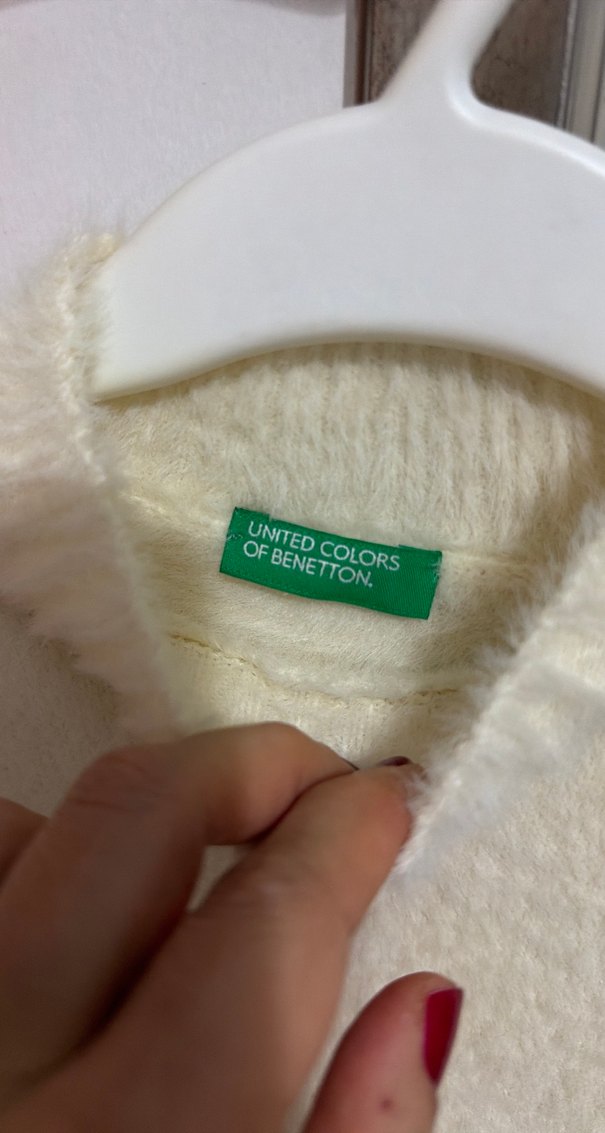 krem rengi tüylü Kazak - Görsel 2