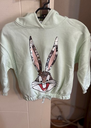 Kız Çocuk Gri Kapüşonlu Sweatshirt - Görsel 2