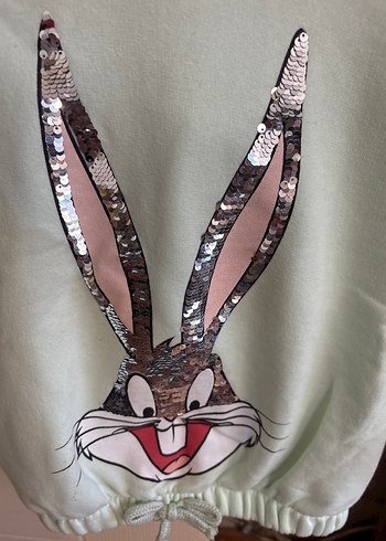 Kız Çocuk Gri Kapüşonlu Sweatshirt - Görsel 3