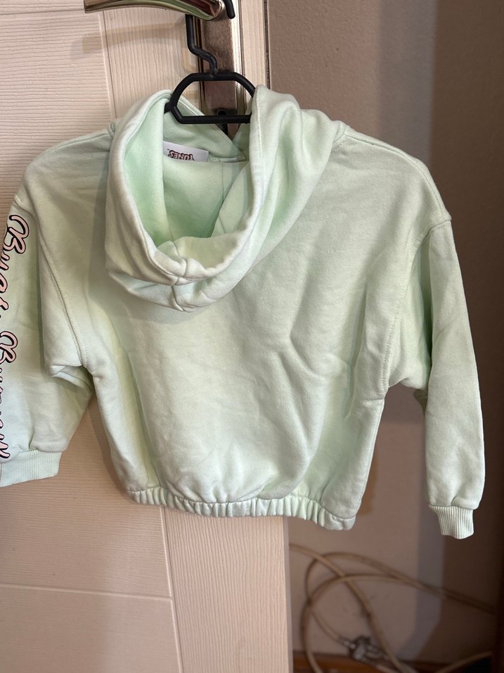 Kız Çocuk Gri Kapüşonlu Sweatshirt - Görsel 5