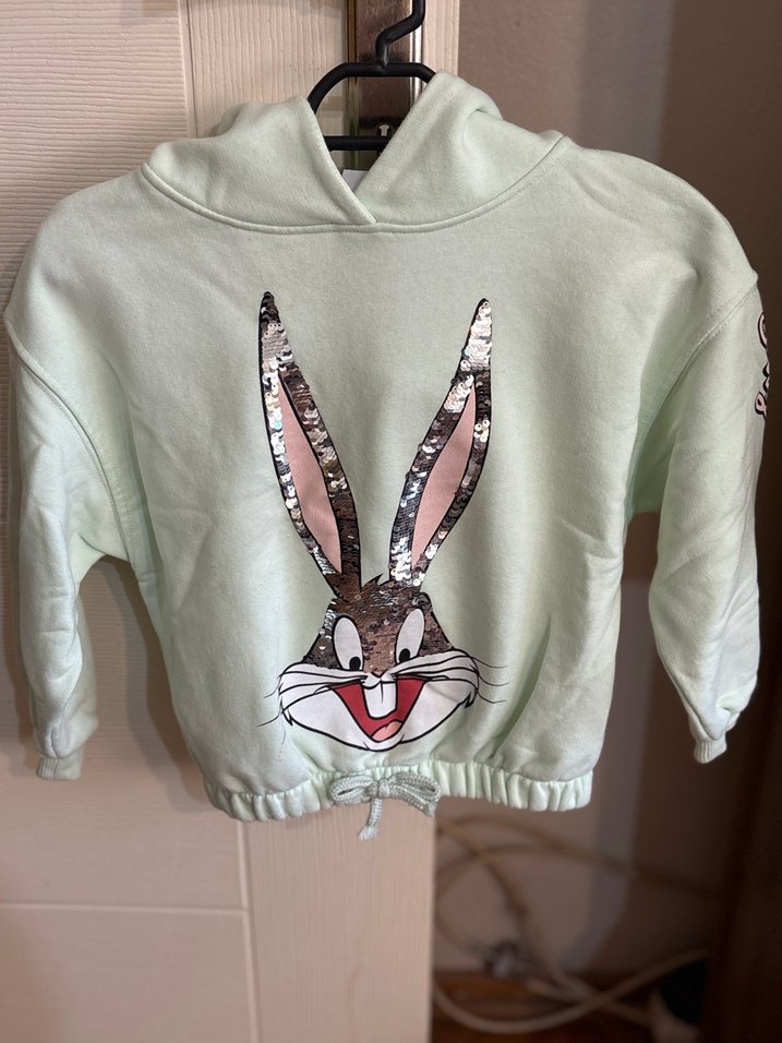 Kız Çocuk Gri Kapüşonlu Sweatshirt - Görsel 2