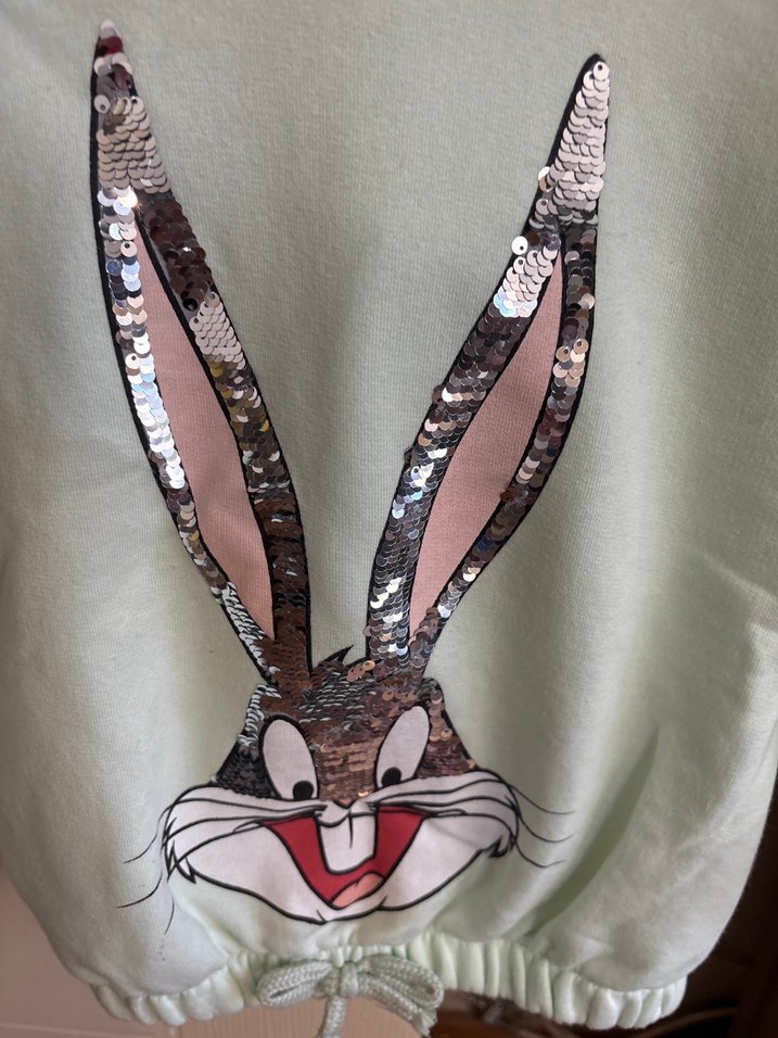 Kız Çocuk Gri Kapüşonlu Sweatshirt - Görsel 3