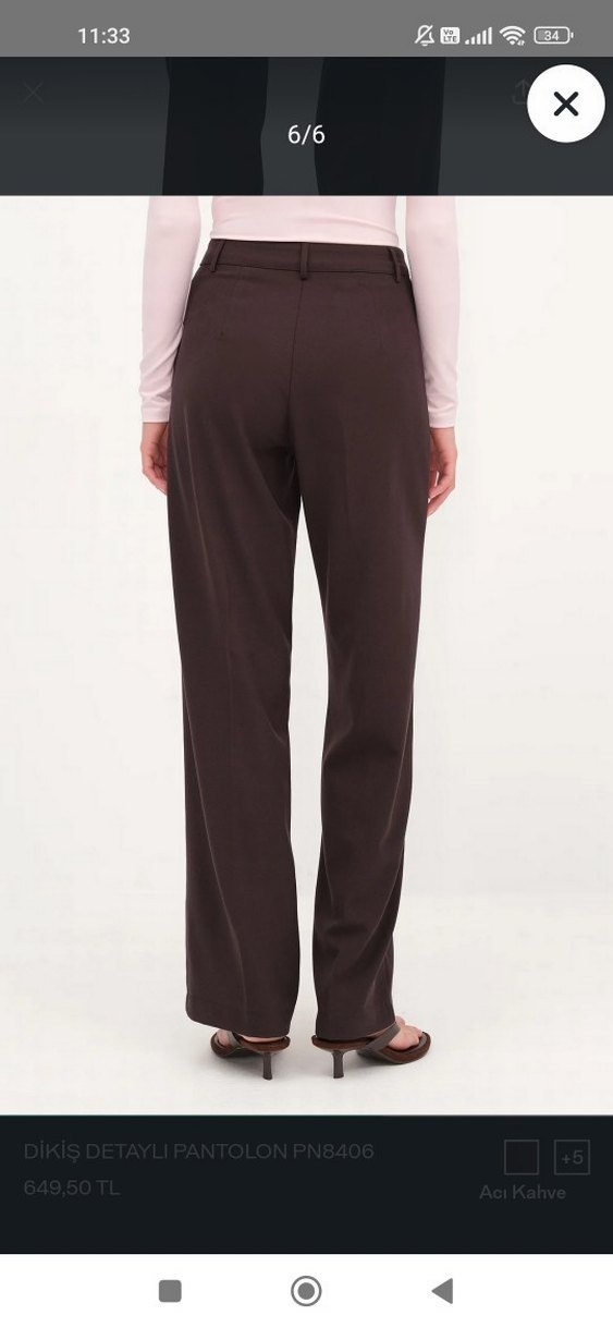 Addax Dikiş Detaylı Geniş Paça Kumaş Pantolon - Görsel 3