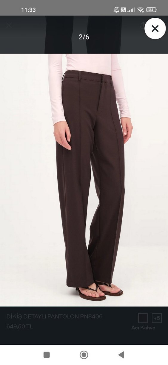 Addax Dikiş Detaylı Geniş Paça Kumaş Pantolon - Görsel 2