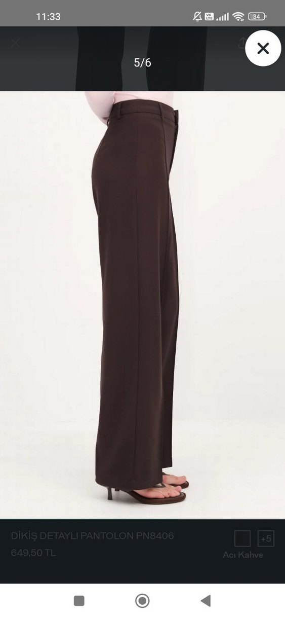 Addax Dikiş Detaylı Geniş Paça Kumaş Pantolon - Görsel 4