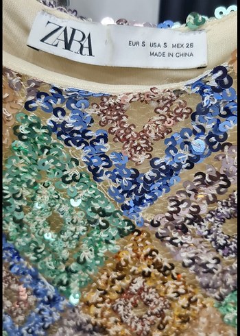 Zara Boncuk İşlemeli Çok Renkli Uzun Abiye Elbise