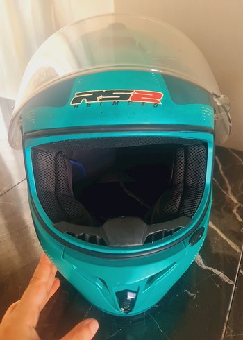 Parlak Turkuaz Desenli Motosiklet Kaskı SWAY - Görsel 4