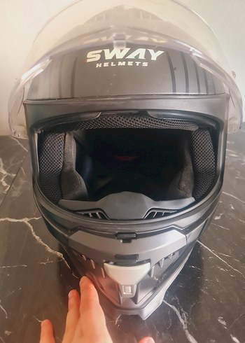 Parlak Turkuaz Desenli Motosiklet Kaskı SWAY - Görsel 6