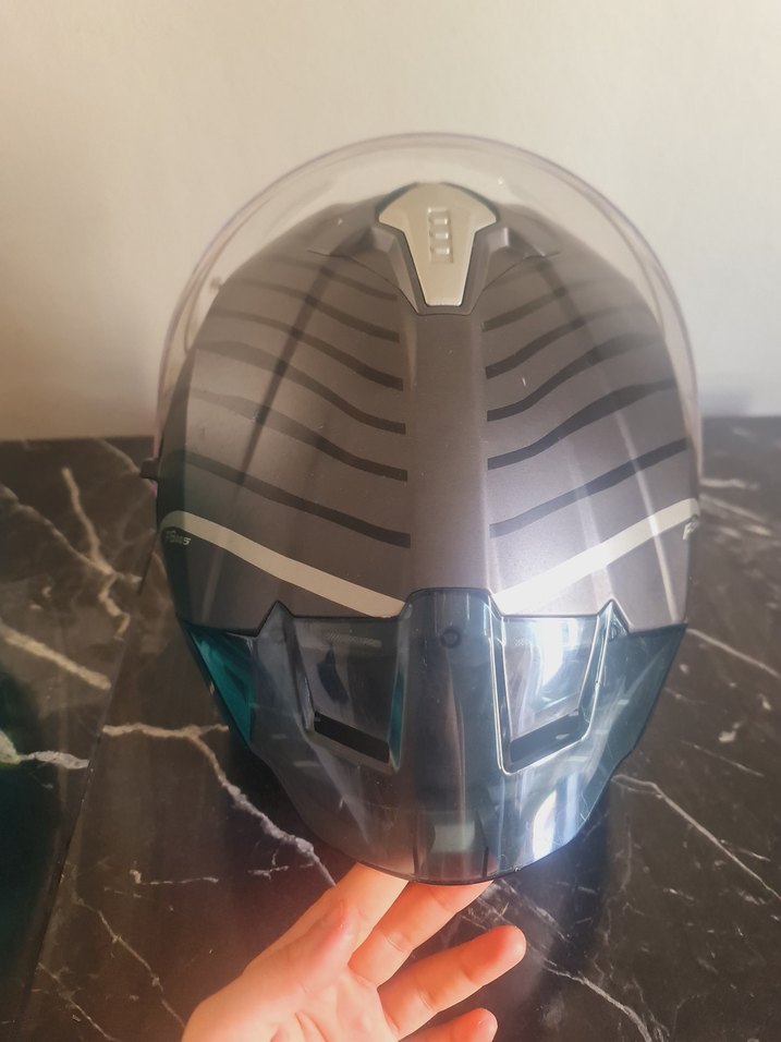 Parlak Turkuaz Desenli Motosiklet Kaskı SWAY - Görsel 5