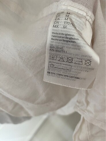 m Beden beyaz Renk H&M keten gömlek