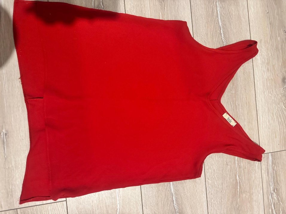 Kırmızı V Yaka Kadın bluz - Görsel 2