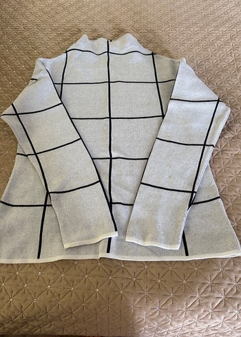 Gri Kareli Boğazlı Kadın Kazak - Görsel 2