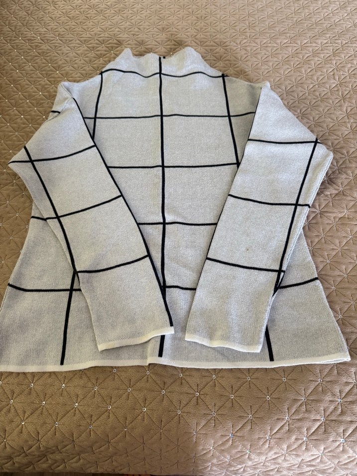 Gri Kareli Boğazlı Kadın Kazak - Görsel 2