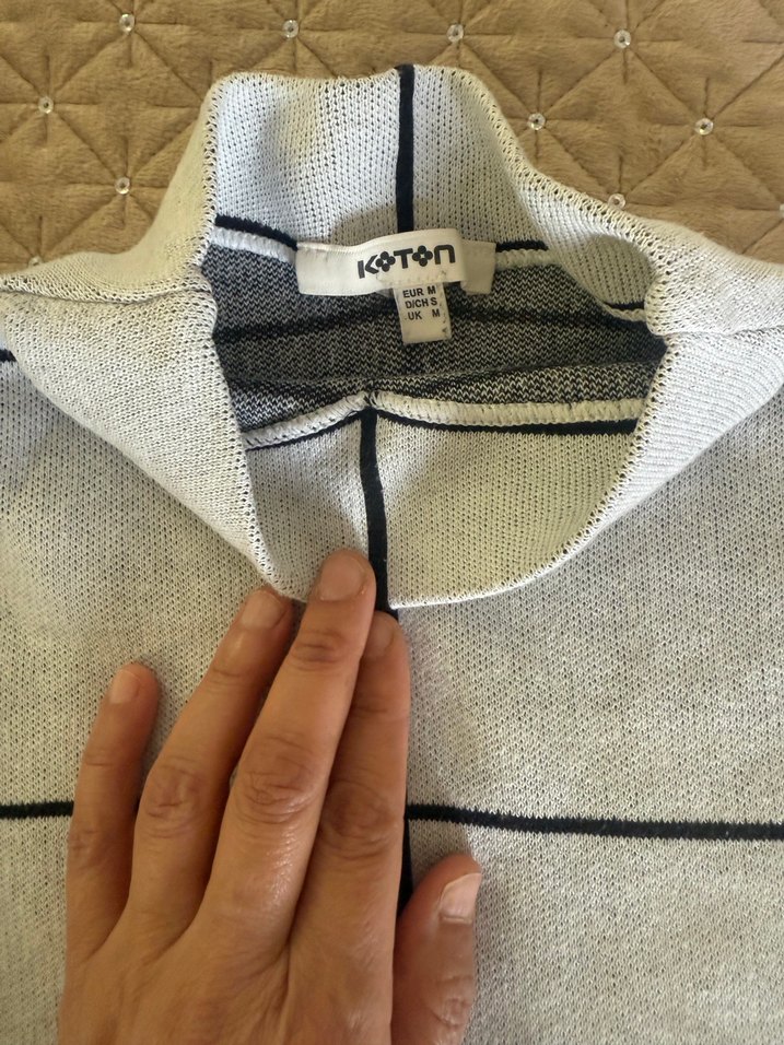 Gri Kareli Boğazlı Kadın Kazak - Görsel 3