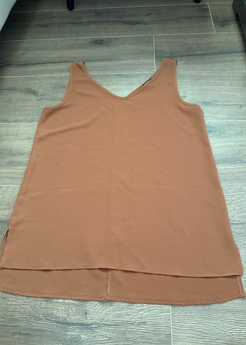 Bej V Yaka Kadın Kolsuz Bluz - Görsel 2