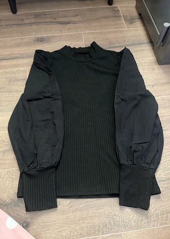 Düğmeli Siyah Kadın Keten Bluz - Görsel 2