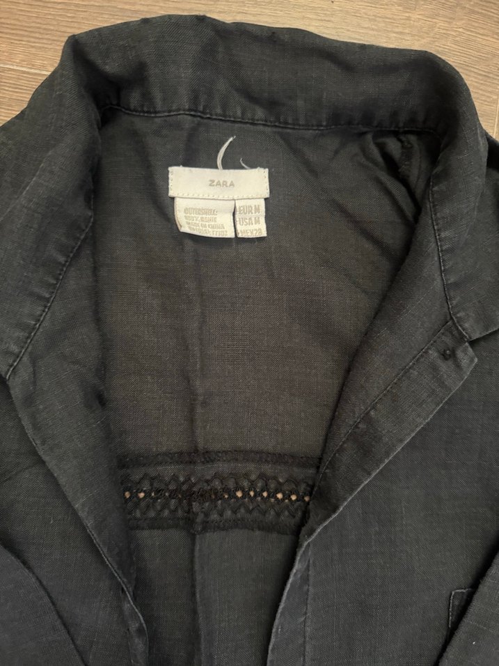 Siyah Düğmeli Keten Midi Gömlek - Görsel 2