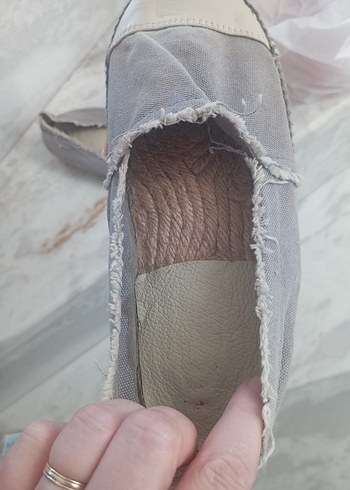 Mudo Gri Keten Kadın  Espadril - Görsel 4