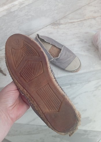 Mudo Gri Keten Kadın  Espadril - Görsel 3