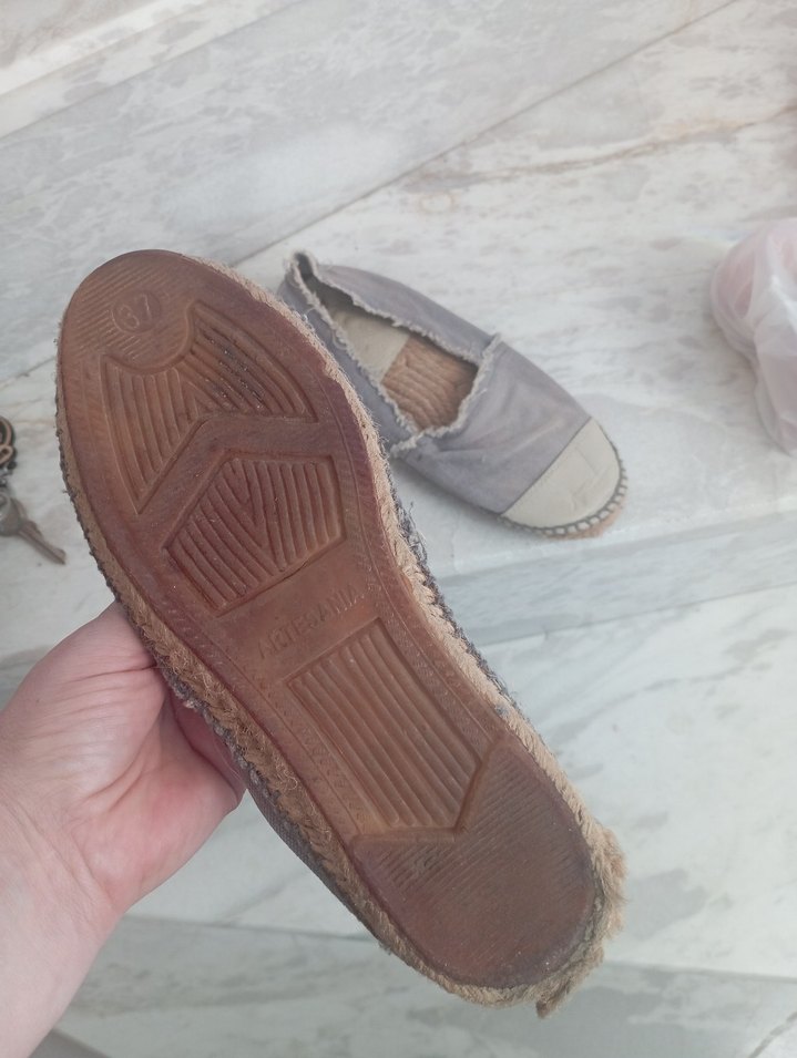 Mudo Gri Keten Kadın  Espadril - Görsel 3