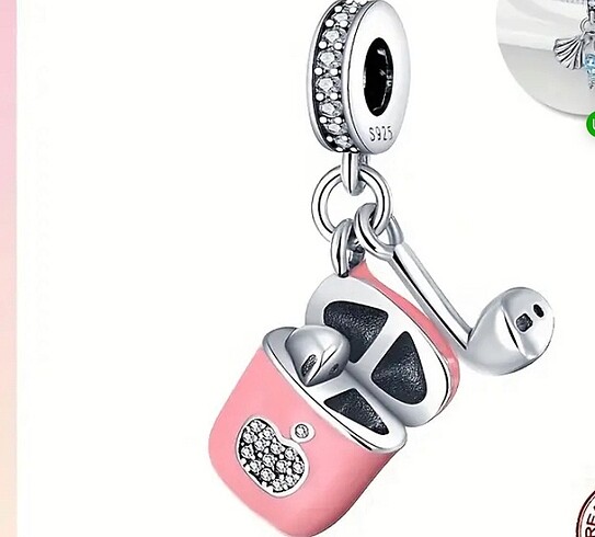 Pembe kulaklık charm