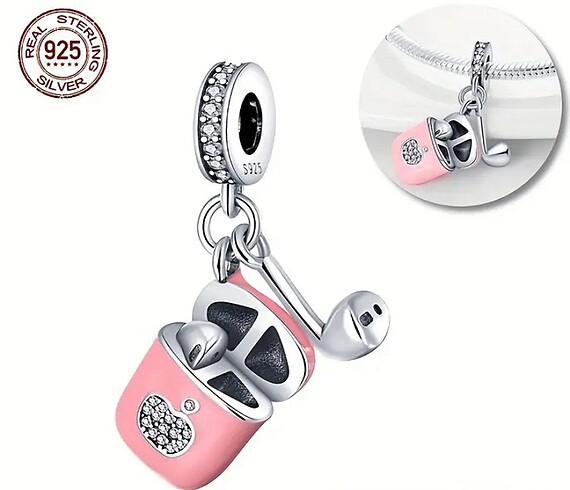 Pandora Pembe kulaklık charm