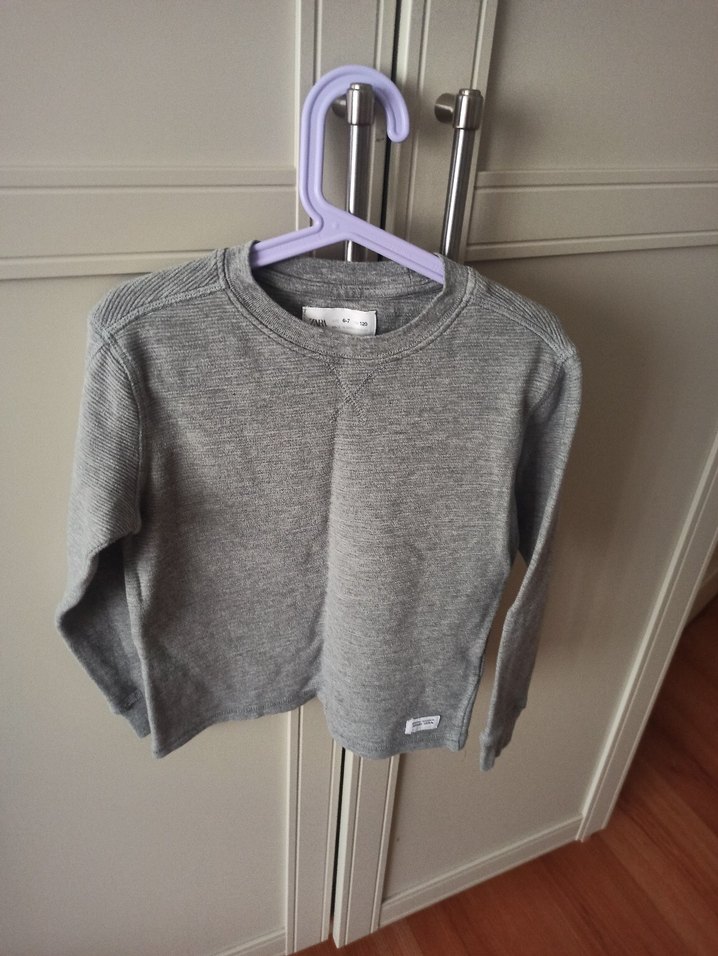 Gri Erkek Çocuk Örgü Pamuklu Kazak - Görsel 2