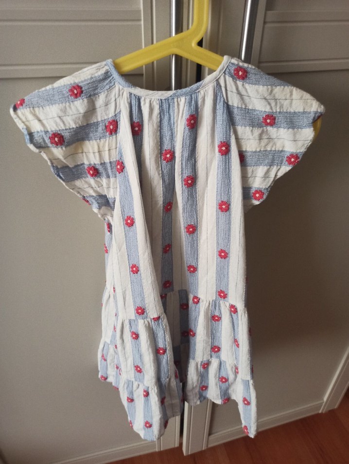 Kız Çocuk Pamuklu Fırfırlı Elbise - Görsel 3