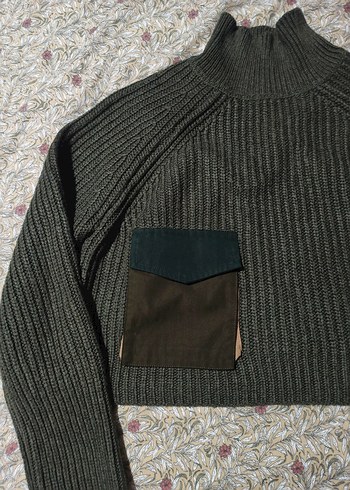 Haki renk Triko Balıkçı Yaka Kadın Kazak - Görsel 2