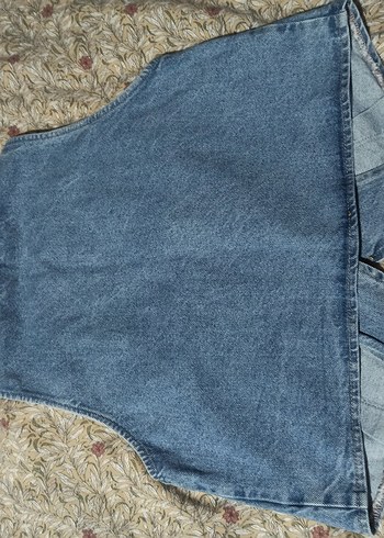 Düğmeli Kolsuz Mavi Kot Yelek - Görsel 2