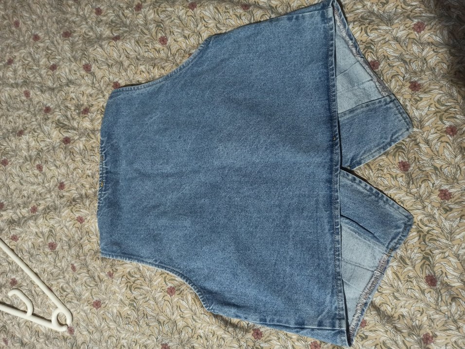 Düğmeli Kolsuz Mavi Kot Yelek - Görsel 2