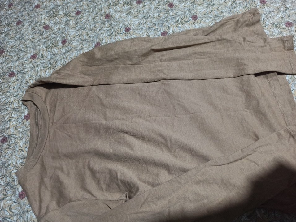 Çocuk Bej penye Uzun Kollu Bluz - Görsel 3