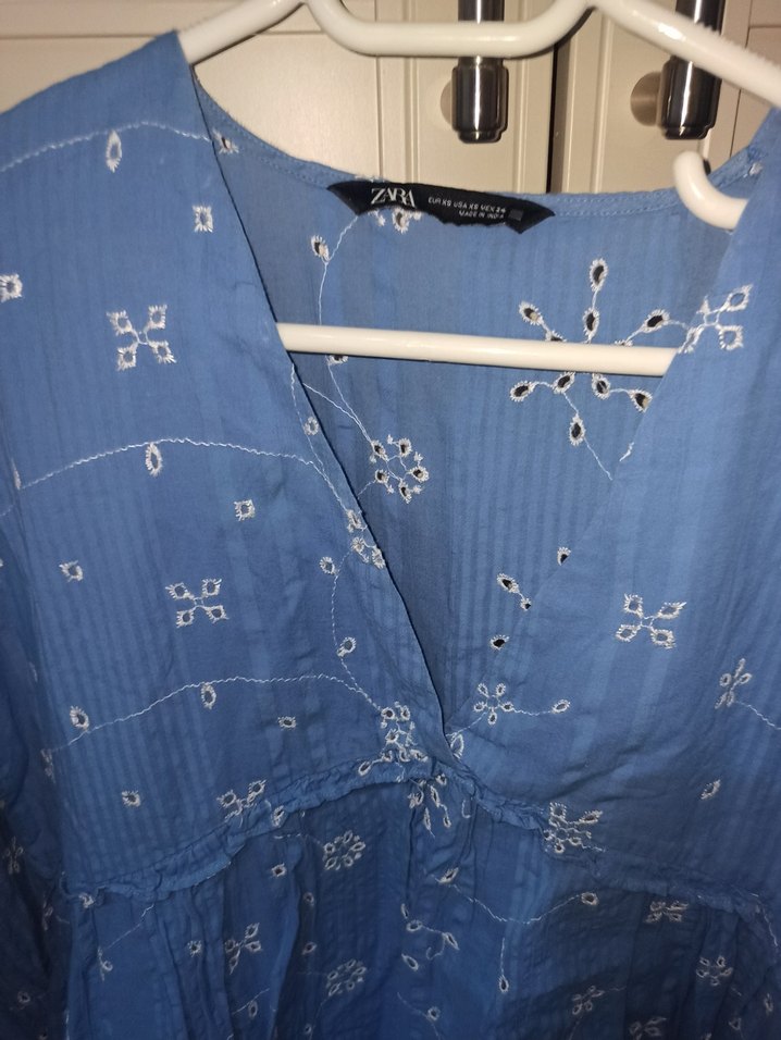 Mavi Nakışlı Bohem elbise - Görsel 2