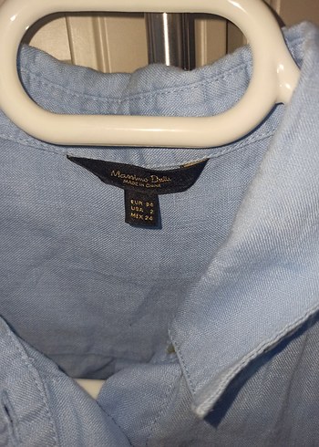 Mavi Keten Uzun Kollu Kadın Gömlek - Görsel 4