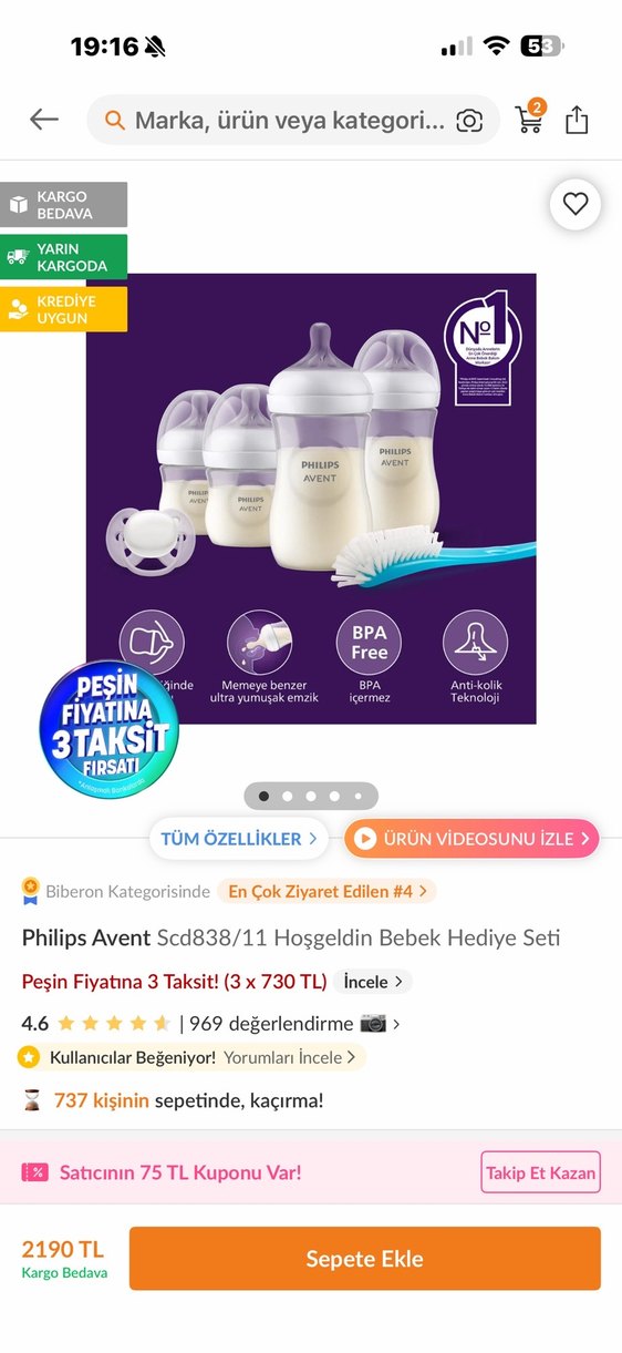 Philips Avent Bebek Biberon Seti Mavi - Görsel 2