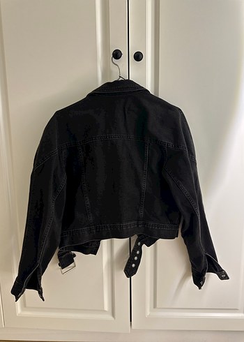 Kadın Siyah Kemerli Kot Ceket dilvin - Görsel 6