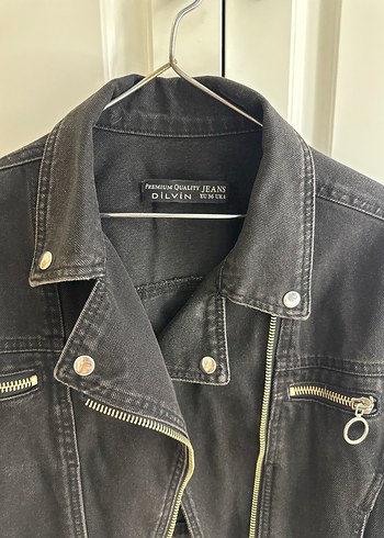 Kadın Siyah Kemerli Kot Ceket dilvin - Görsel 5