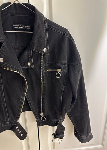 Kadın Siyah Kemerli Kot Ceket dilvin - Görsel 4