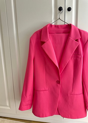 Pembe Düğmeli Kadın Blazer takım - Görsel 3