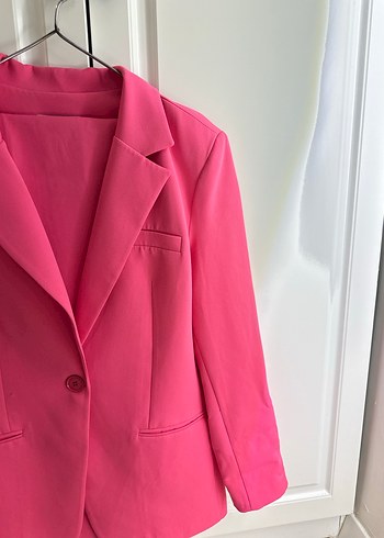 Pembe Düğmeli Kadın Blazer takım - Görsel 2