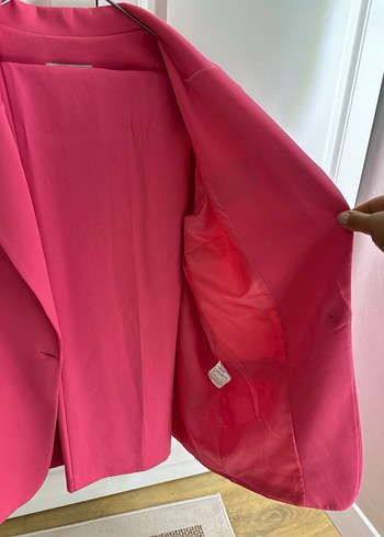 Pembe Düğmeli Kadın Blazer takım - Görsel 5