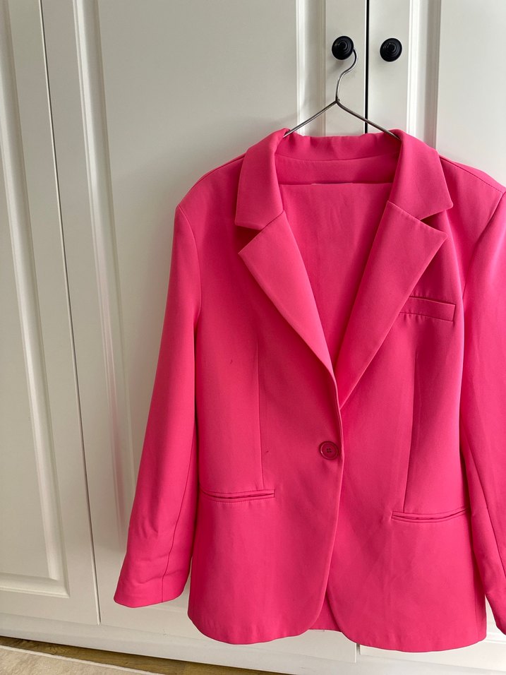 Pembe Düğmeli Kadın Blazer takım - Görsel 3