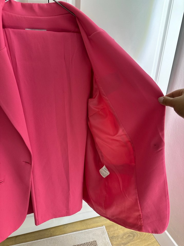 Pembe Düğmeli Kadın Blazer takım - Görsel 5