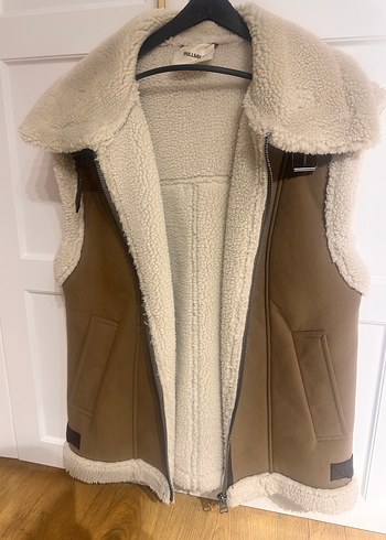 Kürk Detaylı Kahverengi Kolsuz Ceket - Görsel 7