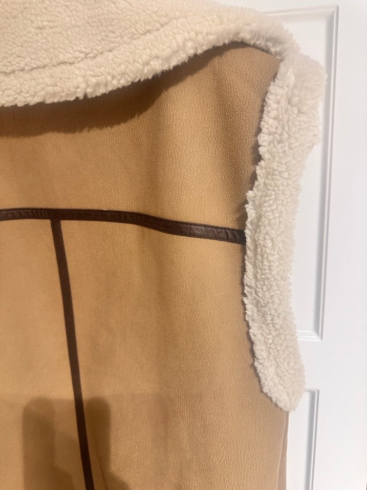 Kürk Detaylı Kahverengi Kolsuz Ceket - Görsel 5