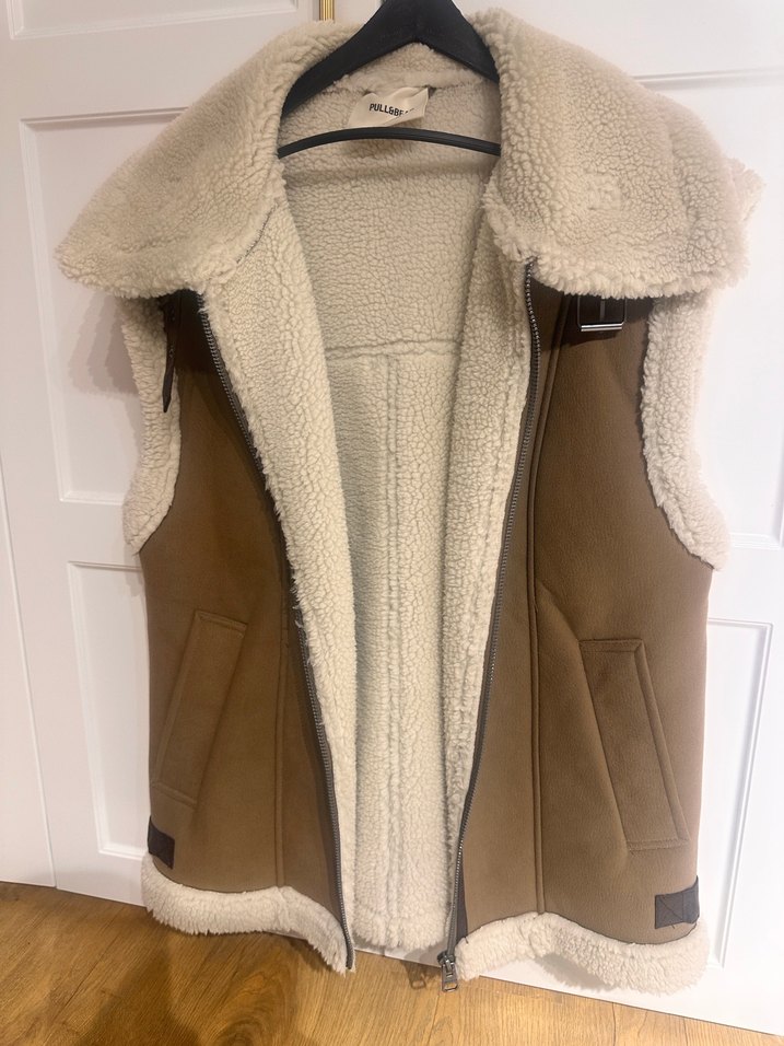 Kürk Detaylı Kahverengi Kolsuz Ceket - Görsel 2