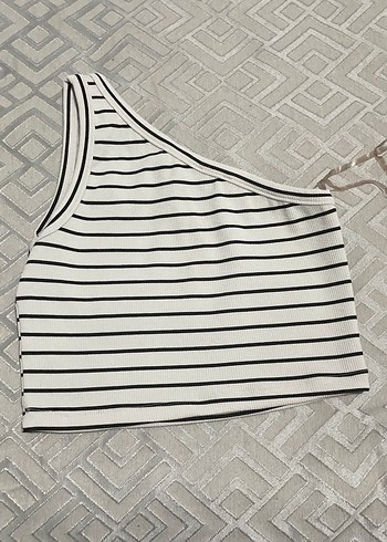 Çizgili Gri Beyaz Hamile ve Emzirme Üstü - Görsel 3